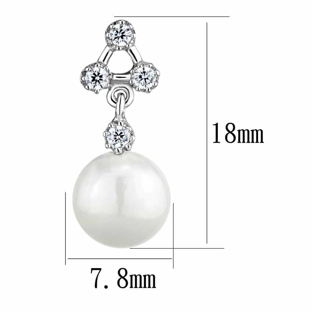 Brass CZ Trefoil Pearl Drop Earrings | The Stainless Jewelry view 2