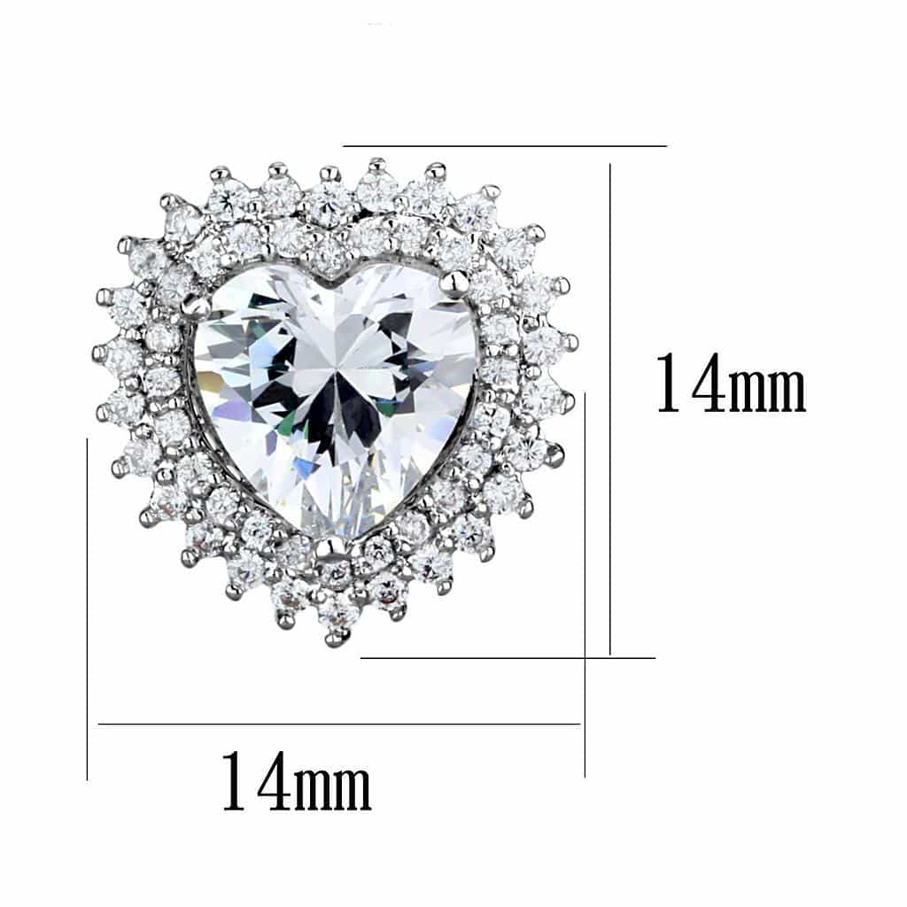 Brass CZ Heart Double Halo Stud Earrings | The Stainless Jewelry view 2