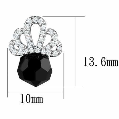 Brass Black Onyx CZ Crown Drop Earrings | The Stainless Jewelry view 2