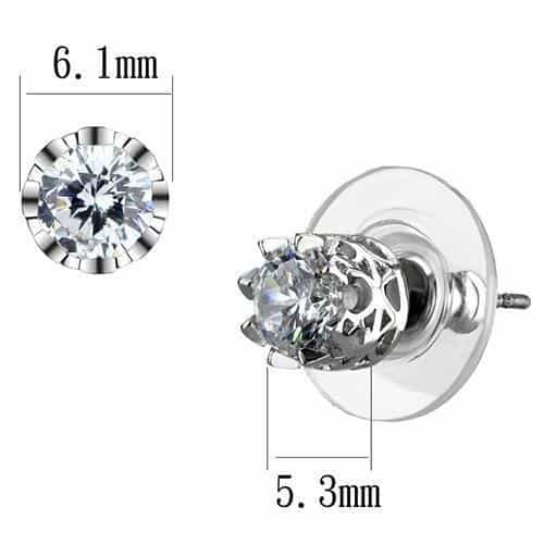 Brass CZ Round Solitaire Sunray Stud Earrings view 2