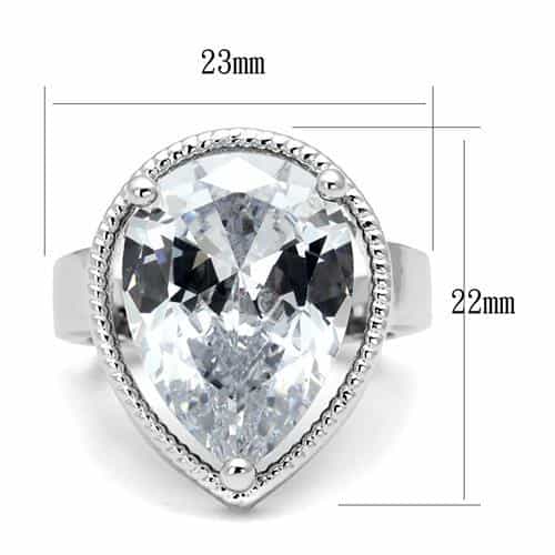 Brass CZ Pear Solitaire Halo Cocktail Ring view 6