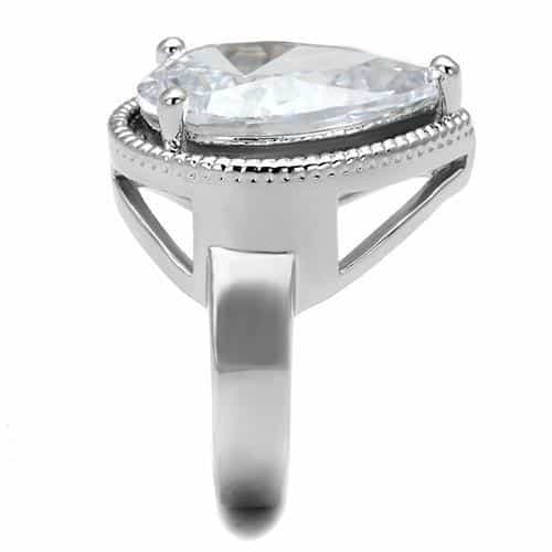 Brass CZ Pear Solitaire Halo Cocktail Ring view 8