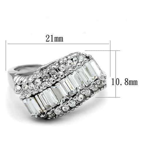 Brass CZ Baguette Multi-Row Tiered Ring | The Stainless Jewelry view 6