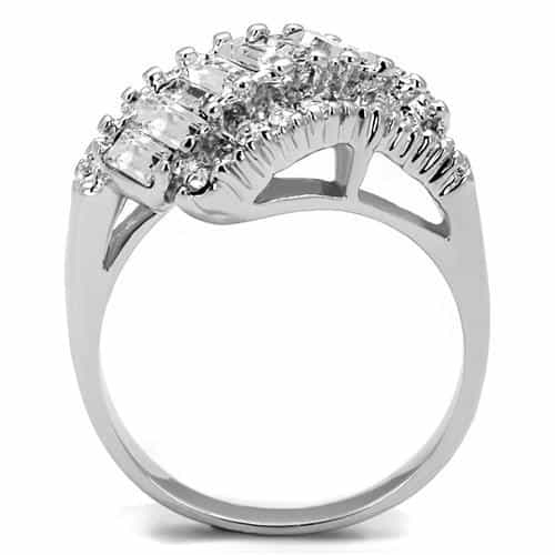 Brass CZ Baguette Multi-Row Tiered Ring | The Stainless Jewelry view 7