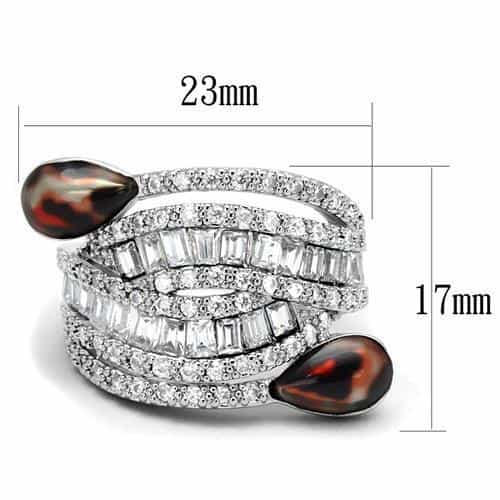 Brass CZ Baguette Pavé Amber Accent Wide Ring view 6