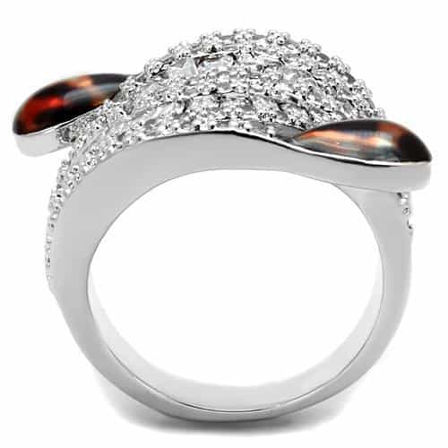 Brass CZ Baguette Pavé Amber Accent Wide Ring view 7