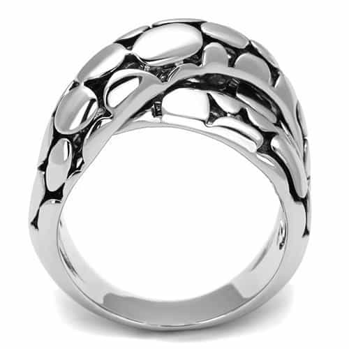 Brass Textured Cobblestone Crossover Wide Ring view 3