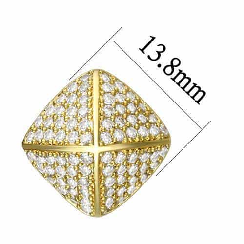 Brass Gold CZ Pavé Pyramid Stud Earrings | The Stainless Jewelry view 2