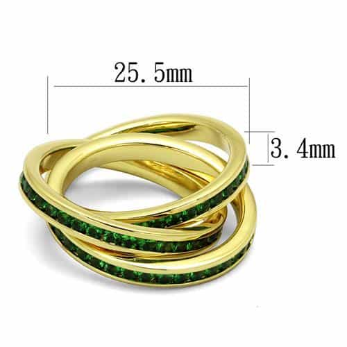 Brass Gold Emerald CZ Triple Rolling Ring | The Stainless Jewelry view 2