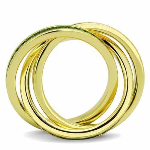Brass Gold Emerald CZ Triple Rolling Ring | The Stainless Jewelry view 7