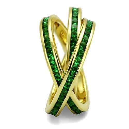 Brass Gold Emerald CZ Triple Rolling Ring | The Stainless Jewelry view 8