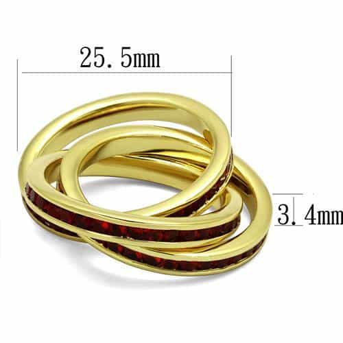 Brass Gold Ruby CZ Triple Rolling Ring | The Stainless Jewelry view 6