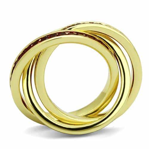 Brass Gold Ruby CZ Triple Rolling Ring | The Stainless Jewelry view 3