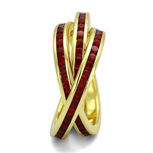 Brass Gold Ruby CZ Triple Rolling Ring | The Stainless Jewelry view 8