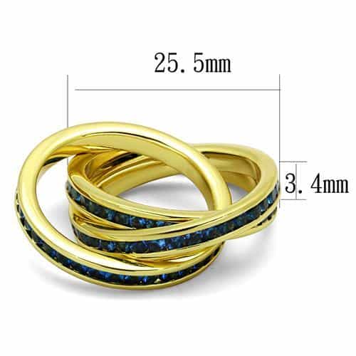 Brass Gold Blue Sapphire CZ Triple Rolling Ring view 6