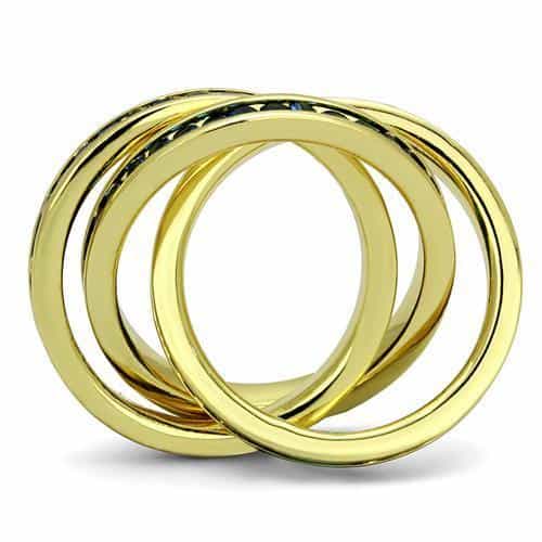 Brass Gold Blue Sapphire CZ Triple Rolling Ring view 7