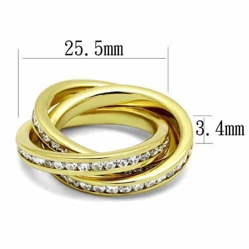 Brass Gold CZ Channel Triple Rolling Ring | The Stainless Jewelry view 2