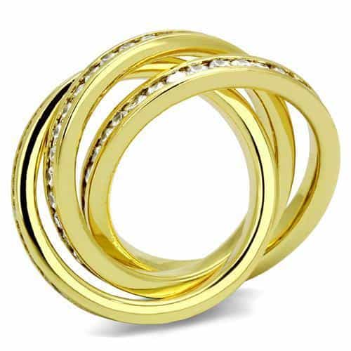 Brass Gold CZ Channel Triple Rolling Ring | The Stainless Jewelry view 3