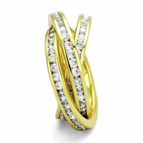 Brass Gold CZ Channel Triple Rolling Ring | The Stainless Jewelry view 4