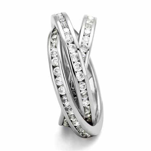 Brass CZ Channel Triple Rolling Ring | The Stainless Jewelry view 8