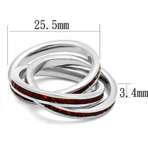 Brass Ruby CZ Channel Triple Rolling Ring | The Stainless Jewelry view 2