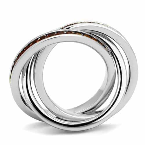 Brass Ruby CZ Channel Triple Rolling Ring | The Stainless Jewelry view 7