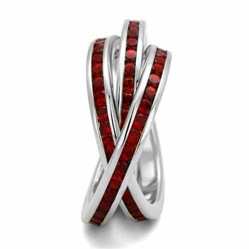 Brass Ruby CZ Channel Triple Rolling Ring | The Stainless Jewelry view 4