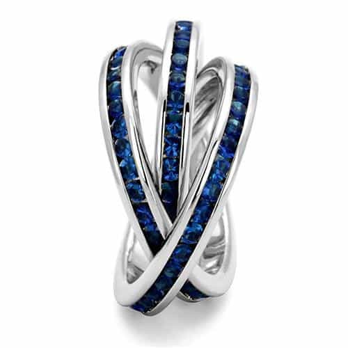 Brass Blue Sapphire Triple Rolling Ring | The Stainless Jewelry view 8
