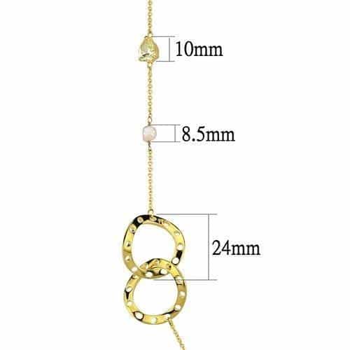 Brass Gold Pearl Open Clover Station Necklace view 2