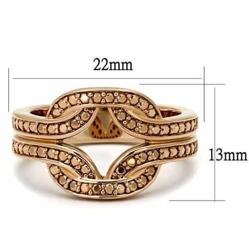 Brass Rose Gold Brown CZ Crossover Ring | The Stainless Jewelry view 6