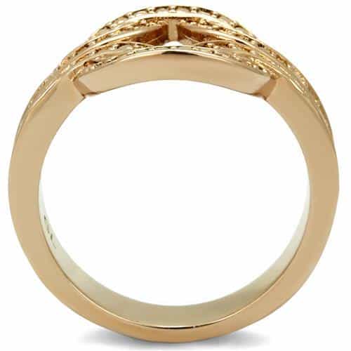 Brass Rose Gold Brown CZ Crossover Ring | The Stainless Jewelry view 7