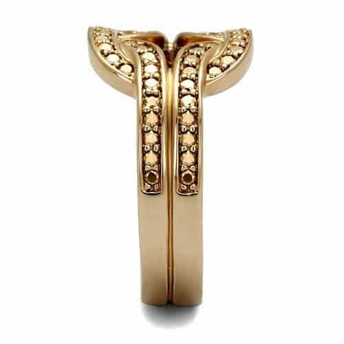 Brass Rose Gold Brown CZ Crossover Ring | The Stainless Jewelry view 8