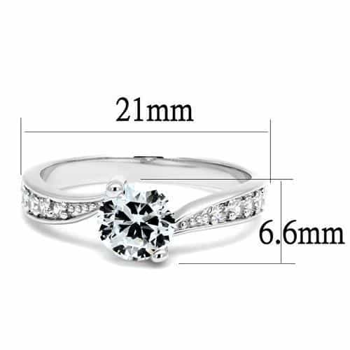 Brass CZ Round Solitaire Pavé Bypass Ring 3W1337 view 6