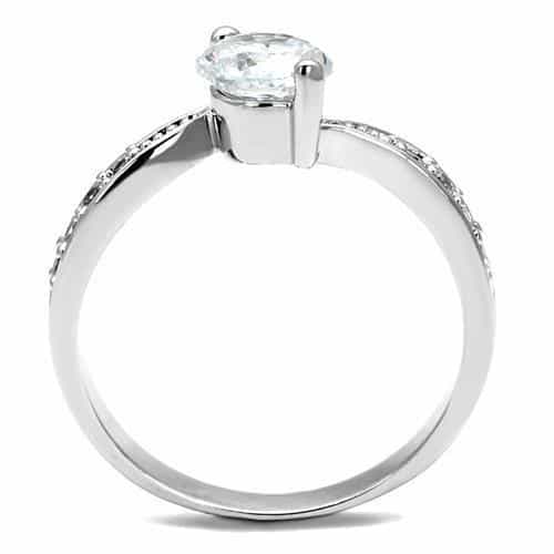 Brass CZ Round Solitaire Pavé Bypass Ring 3W1337 view 7