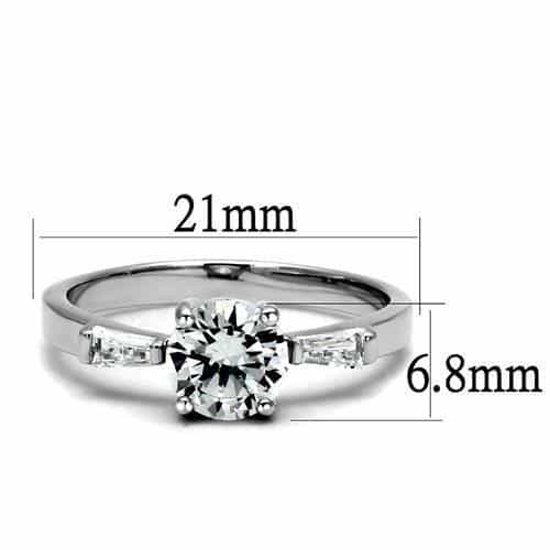 Brass CZ Round Solitaire Baguette Accent Ring view 6