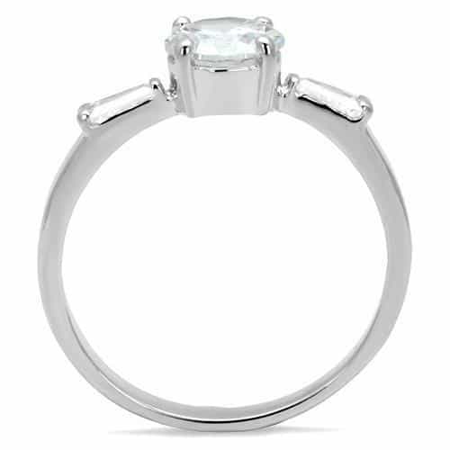 Brass CZ Round Solitaire Baguette Accent Ring view 3