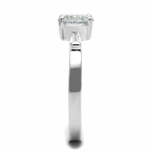 Brass CZ Round Solitaire Baguette Accent Ring view 8