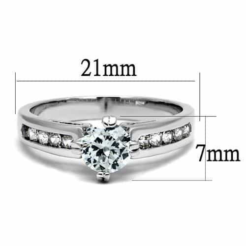 Brass CZ Round Solitaire Channel Band Ring 3W1340 view 6