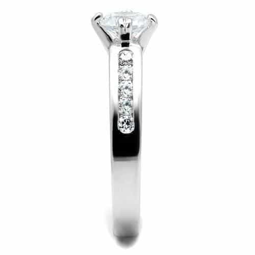 Brass CZ Round Solitaire Channel Band Ring 3W1340 view 8