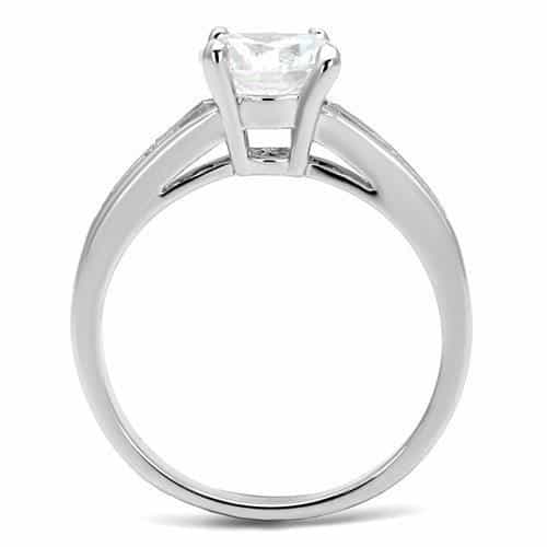 Brass CZ Round Solitaire Princess Accent Ring view 3