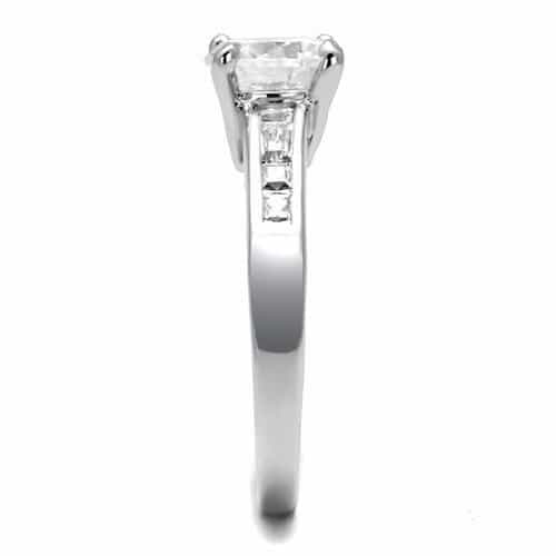 Brass CZ Round Solitaire Princess Accent Ring view 4