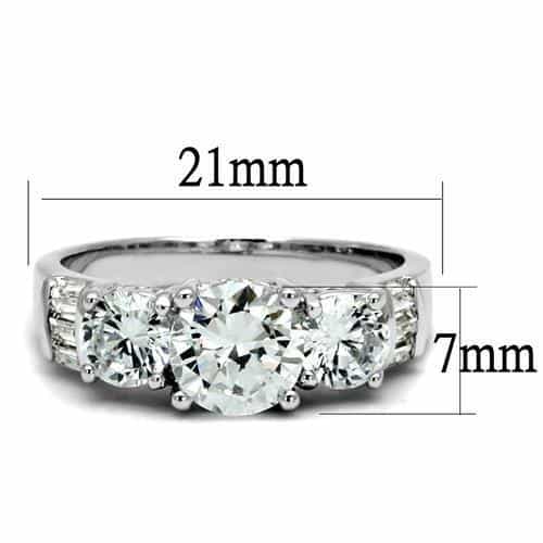 Brass CZ Round Three-Stone Baguette Accent Ring view 6