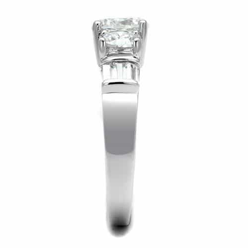 Brass CZ Round Three-Stone Baguette Accent Ring view 8
