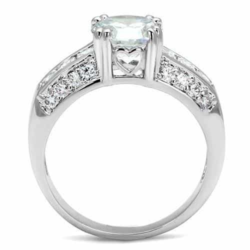 Brass CZ Round Solitaire Wide Pavé Split Shank Ring view 3
