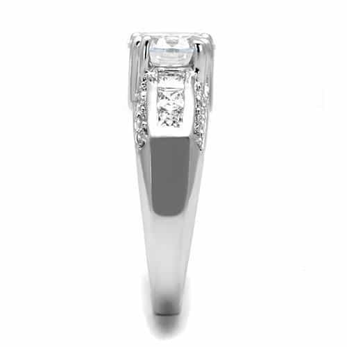 Brass CZ Round Solitaire Wide Pavé Split Shank Ring view 4