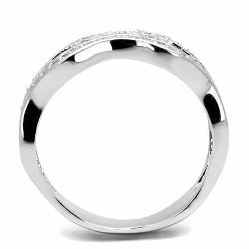 Brass CZ Twisted Pavé Crossover Split Ring view 7