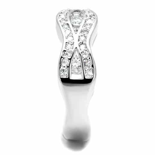 Brass CZ Twisted Pavé Crossover Split Ring view 8
