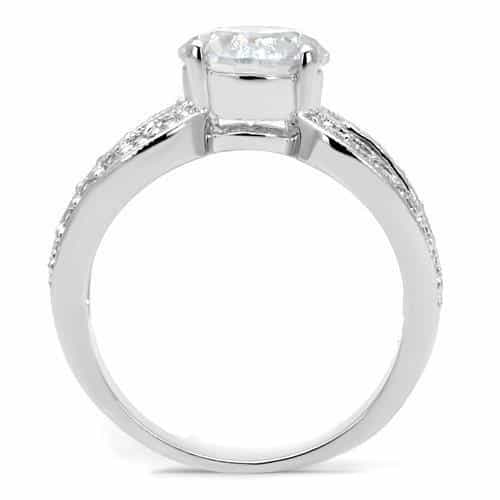 Brass CZ Round Solitaire Milgrain Pavé Ring view 7