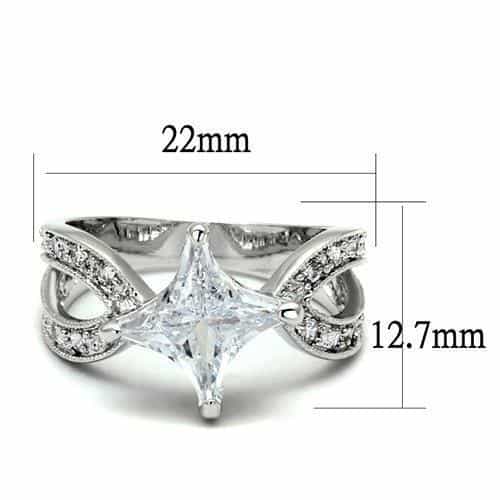 Brass CZ Princess Solitaire Pavé Split Shank Ring view 2