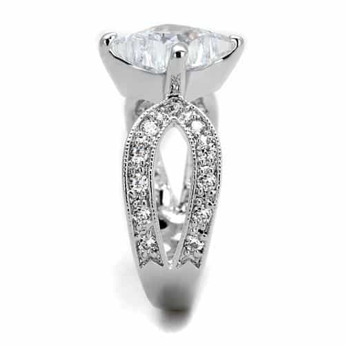 Brass CZ Princess Solitaire Pavé Split Shank Ring view 4